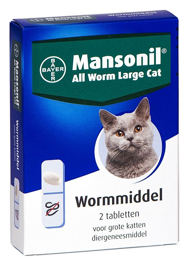Mansonil All Worm XL Cat ontwormingsmiddel voor de grote kat 2tbl