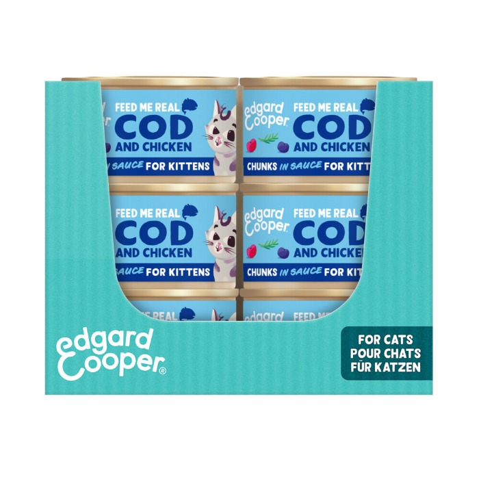Edgard & Cooper kabeljauw en kip kitten natvoer blikjes 18 x 85gr