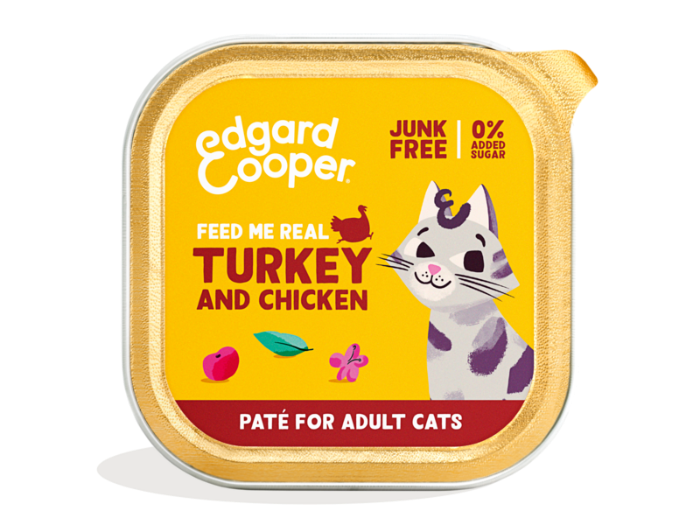 Edgard & Cooper kalkoen en kip paté kat natvoer kuipjes 16 x 85gr