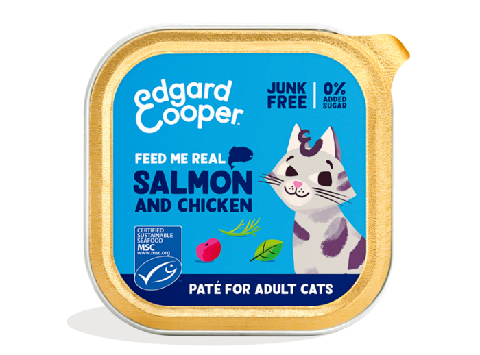 Edgard & Cooper zalm en kip paté kat natvoer kuipjes 16 x 85gr