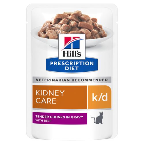 Hill&apos;s Prescription Diet K/D Kidney Care kattenvoer nat met Rund 12x85g maaltijdzakje multipack