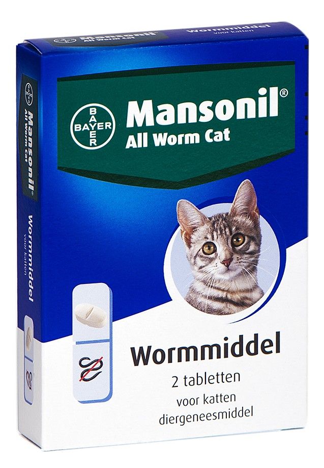 Mansonil All Worm Cat ontwormingsmiddel voor de kat 2tbl (LET OP! THT 11-2025)
