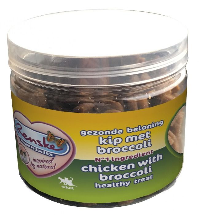 Renske Gezonde Beloning Kat Hartjes Kip/Broccoli 100gr