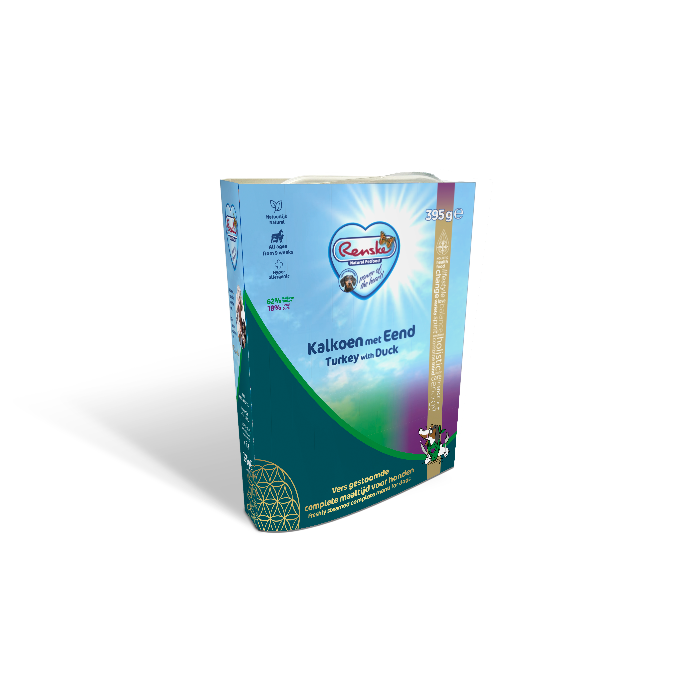 Renske Vers Vlees gestoomd Kalkoen Eend hond natvoer 10x395gr