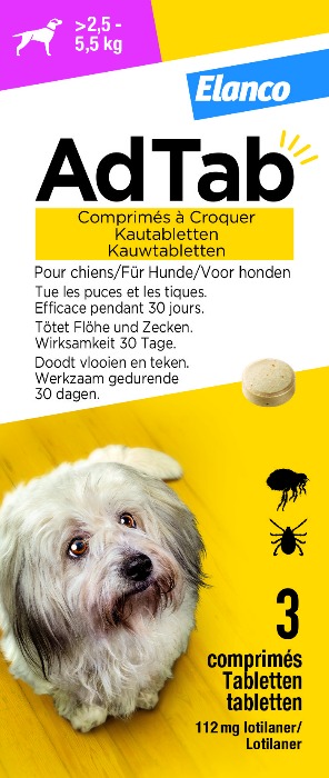 AdTab kauwtablet tegen teken en vlooien voor honden van 2
