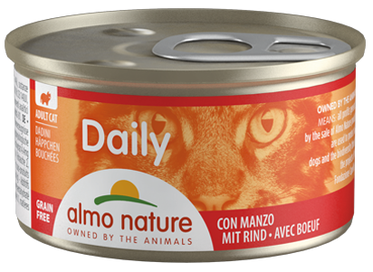 Almo Nature Dailymenu kat natvoer met blokjes rund 85gr