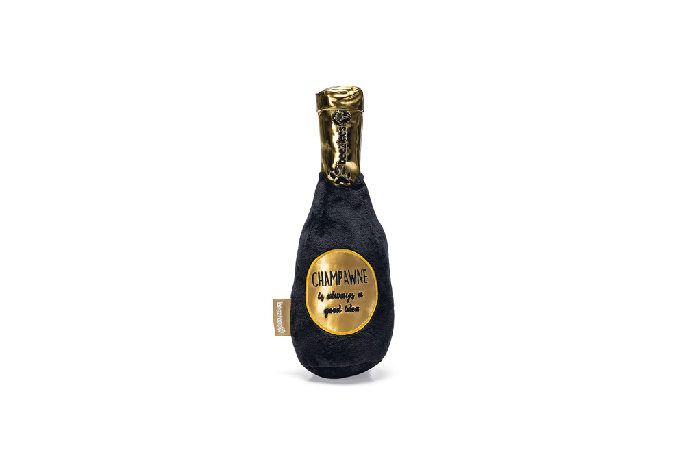 Beeztees Champagnefles pluche groot hondenspeelgoed