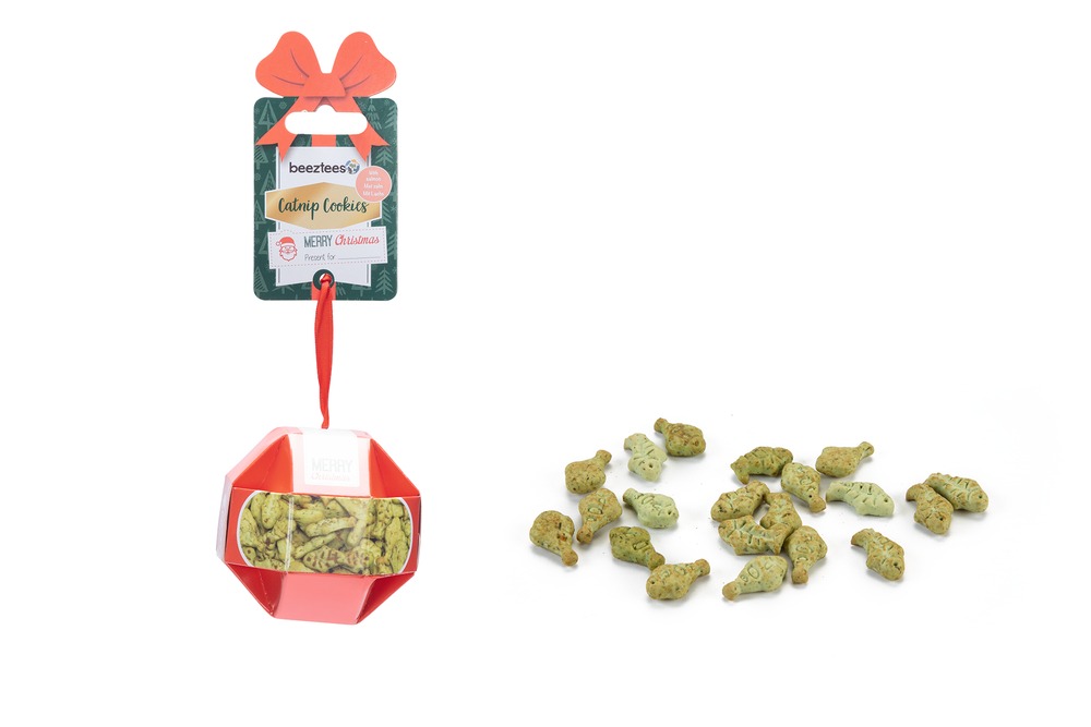 Beeztees Kerstbal Catnip Cookies met Zalm kattensnacks 30 gram