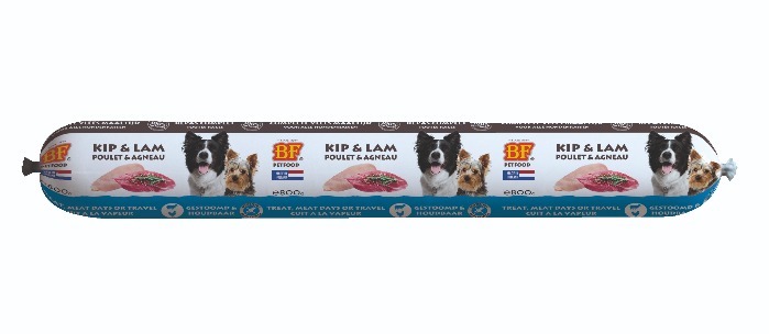 Biofood vleesvoeding Kip en Lam worst hondenvoer 800gr