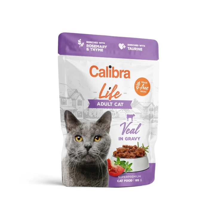 Calibra Life Cat Adult Kalf maaltijdzakjes kat 28 x 85 gram