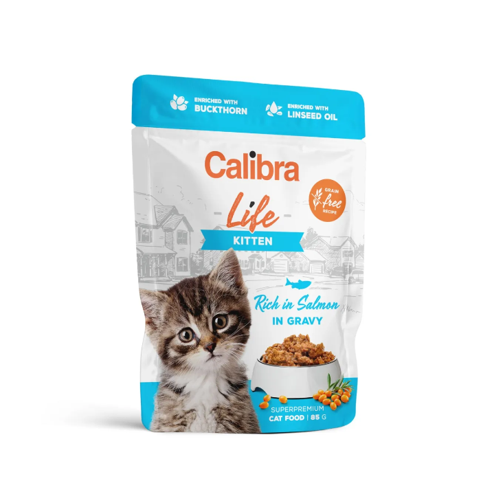 Calibra Life Cat Kitten Zalm maaltijdzakjes kat 28 x 85 gram