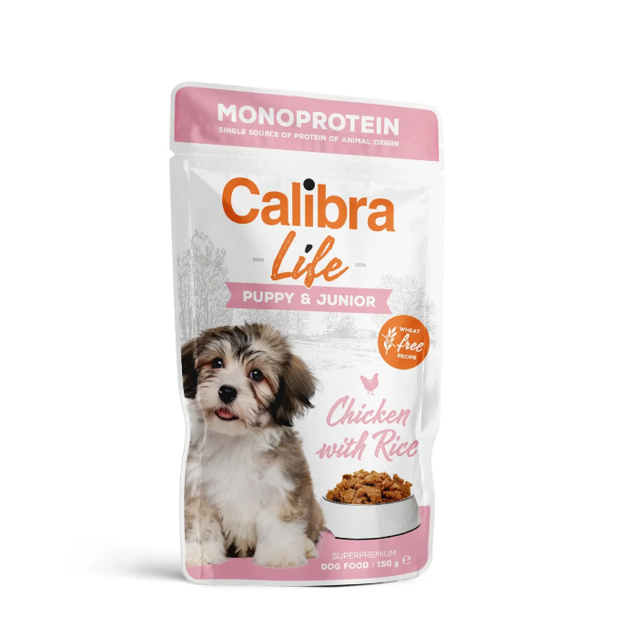 Calibra Life Dog Puppy&Junior Monoprotein Kip maaltijdzakjes hond 10 x 150 gram