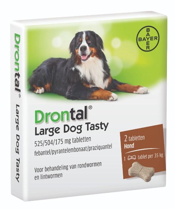 Drontal Dog Flavor 525/504/175 mg ontwormingsmiddel hond XL 2tbl