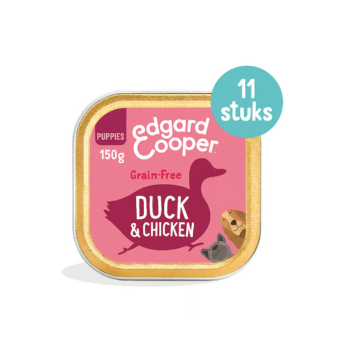 Edgard & Cooper Eend & Kip Puppy natvoer kuipjes 11 x 150gr