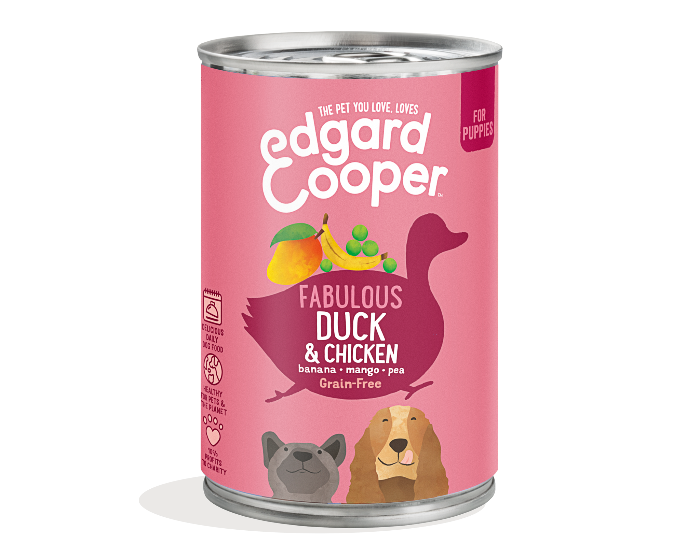 Edgard & Cooper Eend en Kip Puppy natvoer hond blik 400 gram