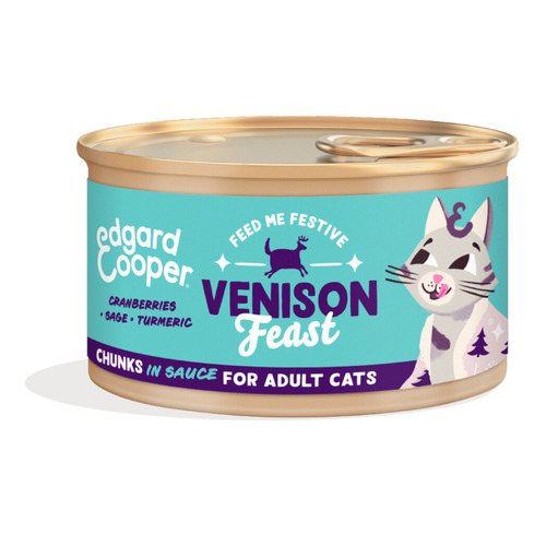 Edgard & Cooper Feestelijke Hert Stukjes in Saus Limited Edition - kat 85 gram