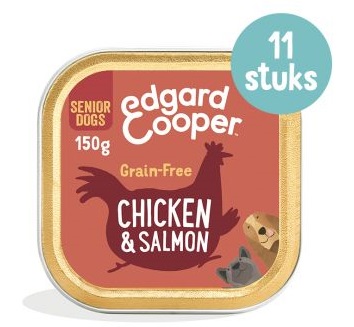 Edgard & Cooper Kip & Zalm Senior hond natvoer kuipjes 11 x 150gr