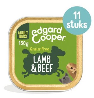 Edgard & Cooper Lam & Rund hond natvoer kuipjes 11 x 150gr