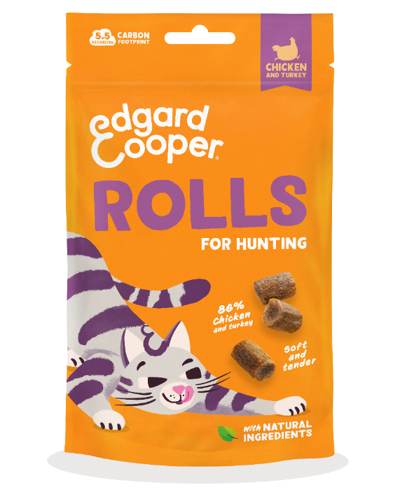 Edgard & Cooper Rolls Kip & Kalkoen kattensnacks 45 gram