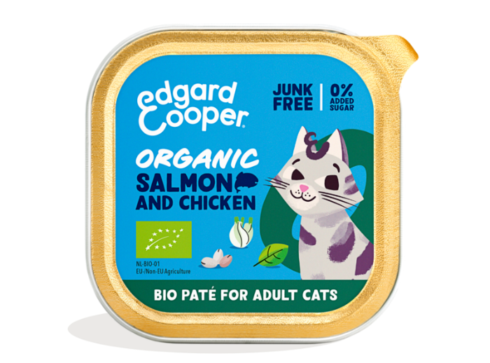 Edgard & Cooper biologisch zalm en kip paté kat natvoer kuipjes 16 x 85gr