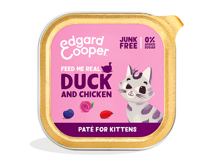 Edgard & Cooper eend en kip paté kitten natvoer kuipjes 16 x 85gr