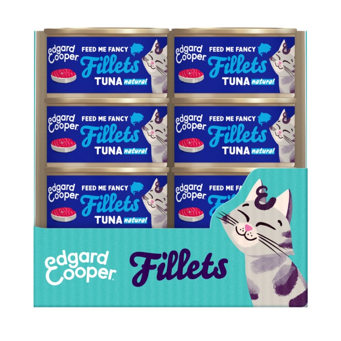 Edgard & Cooper graanvrij tonijnfilets kat natvoer blikjes 24 x 70gr