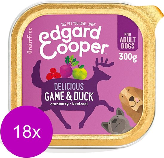 Edgard & Cooper hond Wild & Eend kuipje 18 x 300gr