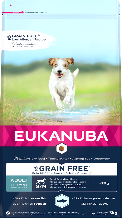 Eukanuba graanvrij zeevis kleine & middelgrote rassen hondenvoer 3kg zak