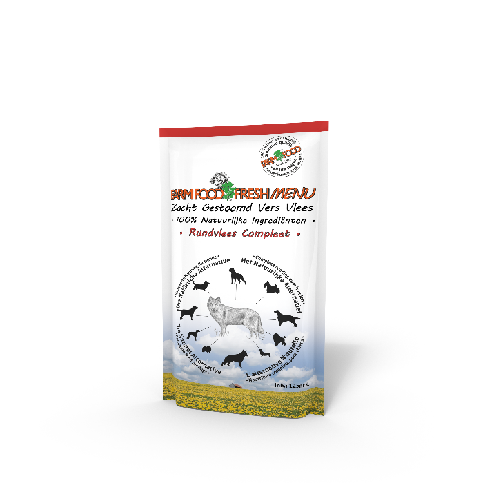 Farm Food Fresh Menu honden natvoer Rundvlees 125gr