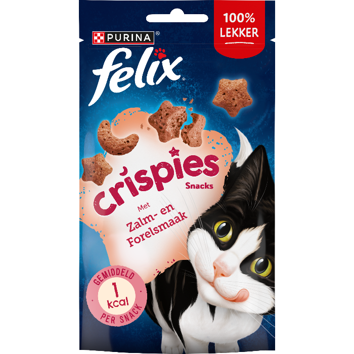 Felix Crispies met Zalm en Forelsmaak kattensnacks 45 gram