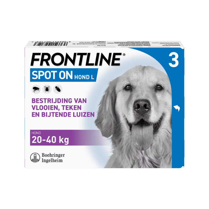 Frontline Spot On Hond Large Anti vlooien en tekenmiddel - 20 - 40 kilo 3 pipetten