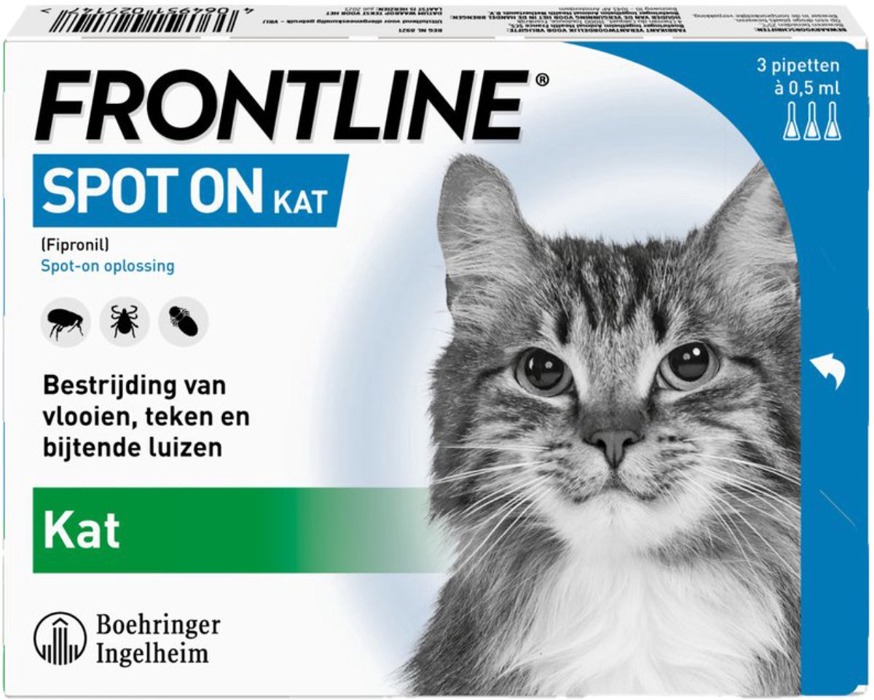 Frontline Spot On Kat - Anti vlooien en tekenmiddel - 3 pip