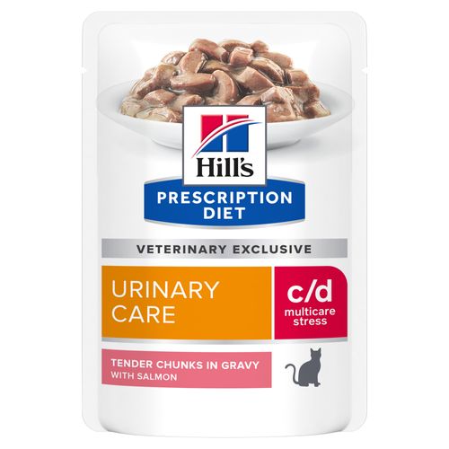 Hill&apos;s Prescription Diet C/D Multicare Stress Urinary kat natvoer Zalm 12x85g maaltijdzakje multipack