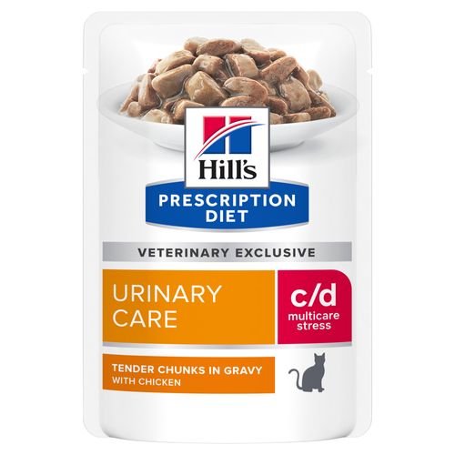Hill&apos;s Prescription Diet C/D Multicare Stress Urinary kattenvoer nat met Kip 12x85g maaltijdzakje multipack