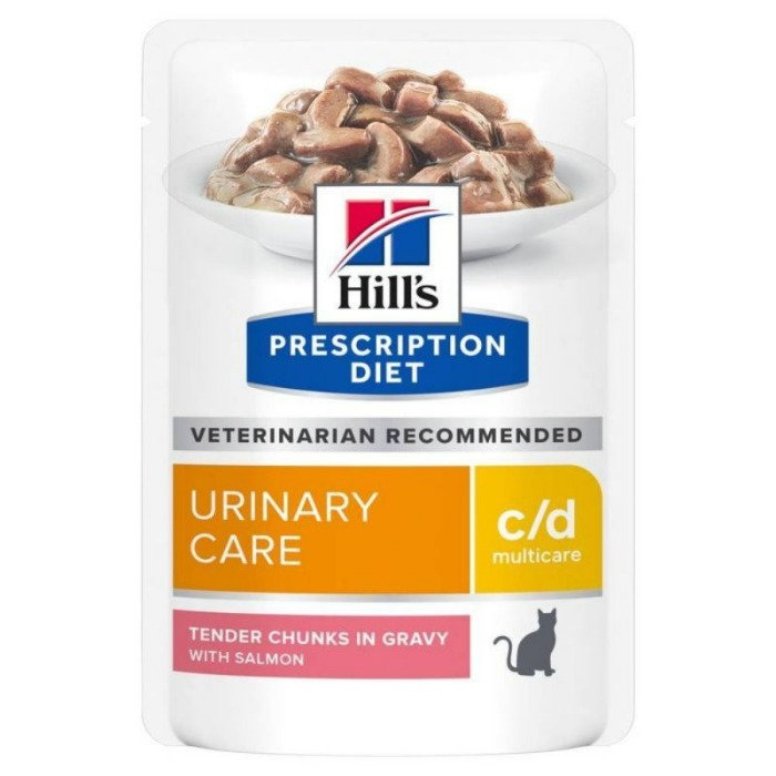 Hill&apos;s Prescription Diet C/D Multicare kattenvoer nat Zalm 12x85g maaltijdzakje multipack