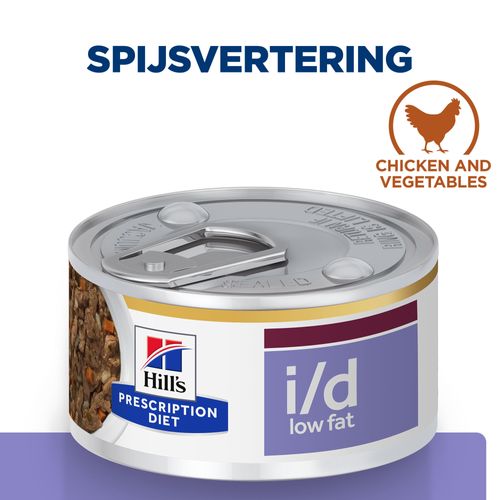 Hill's Prescription Diet i/d Low Fat Digestive Care met kip hondenvoer nat stoofpotje kip & groenten 24x156g blik