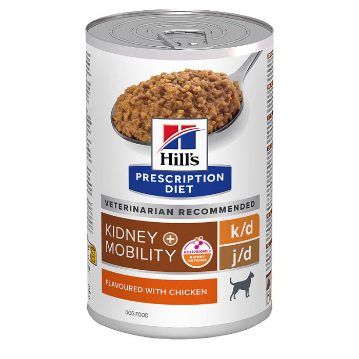 Hill's Prescription Diet k/d + Mobility hondenvoer met Kipsmaak hond natvoer 12x370 gram
