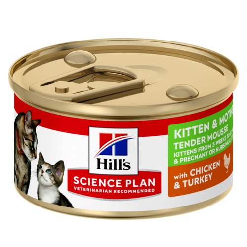 Hill's Science Plan Kitten & Mother Tender Mousse met Kip en Kalkoen natvoer kat 24x85 gram