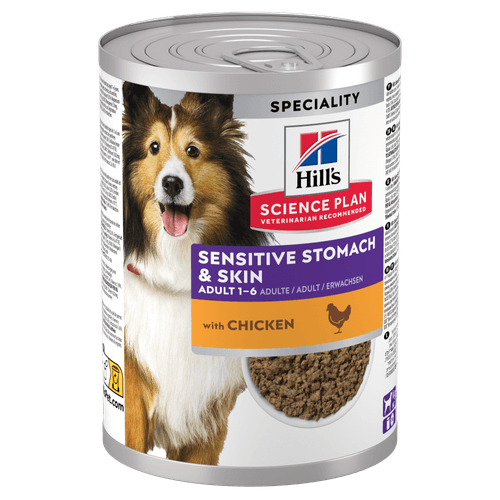 Hill's Science Plan Sensitive Stomach & Skin Adult Hond natvoer met kip 12 x 370 gram