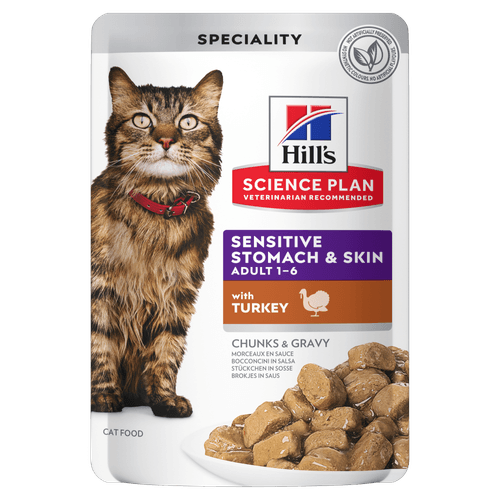 Hill's Science Plan Sensitive Stomach & Skin Adult met kalkoen natvoer kat 12 x 85 gr