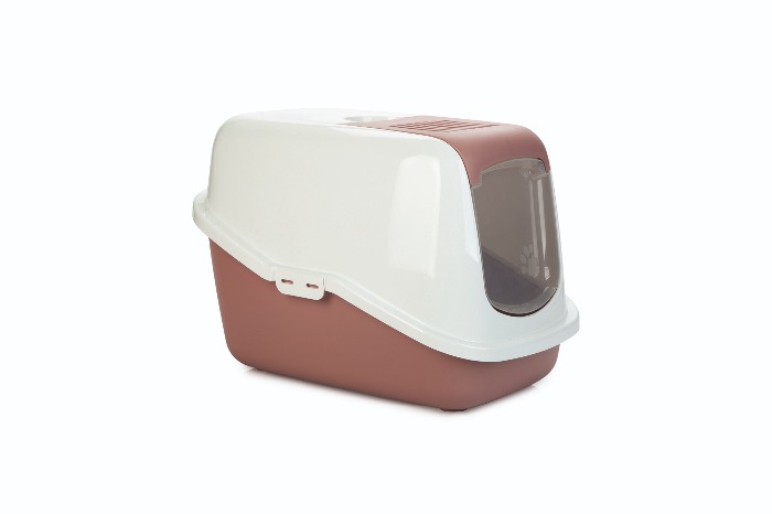 Kattenbak Nestor roze/wit 56X39X39