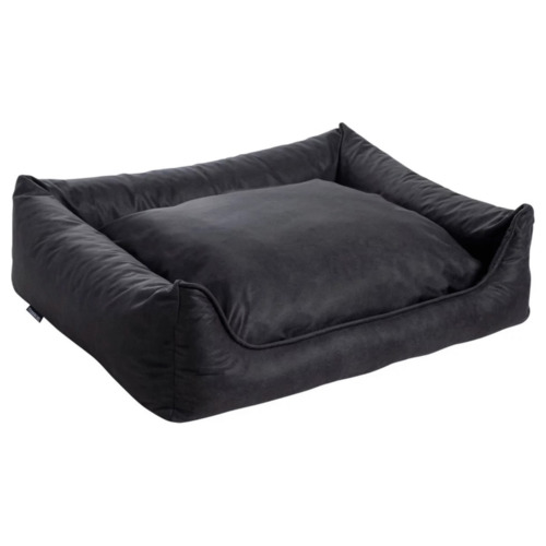 MaxxNobel Orthopedische Sofa lederlook/teddy Zwart/Antraciet hondenmand 100 x 80 cm