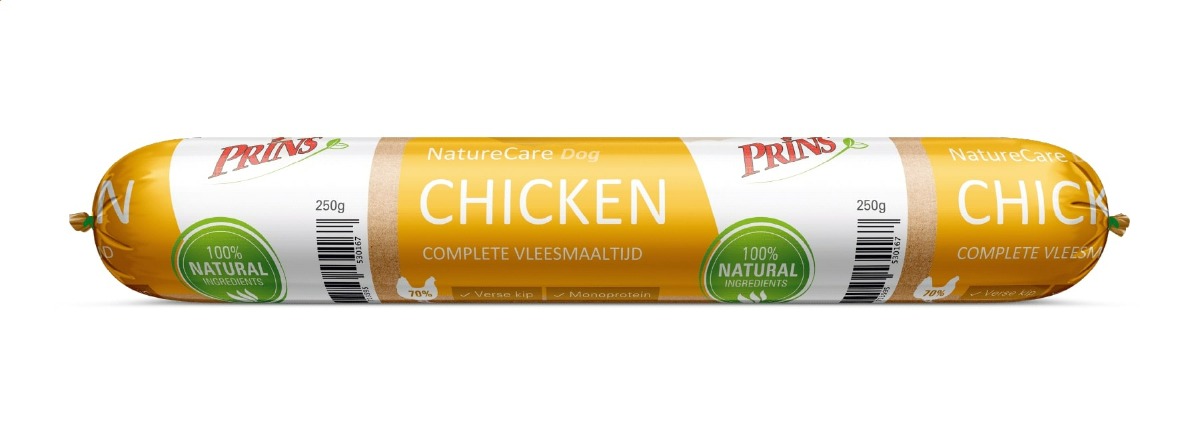 Prins NatureCare Kip hondenvoer worst 250gr