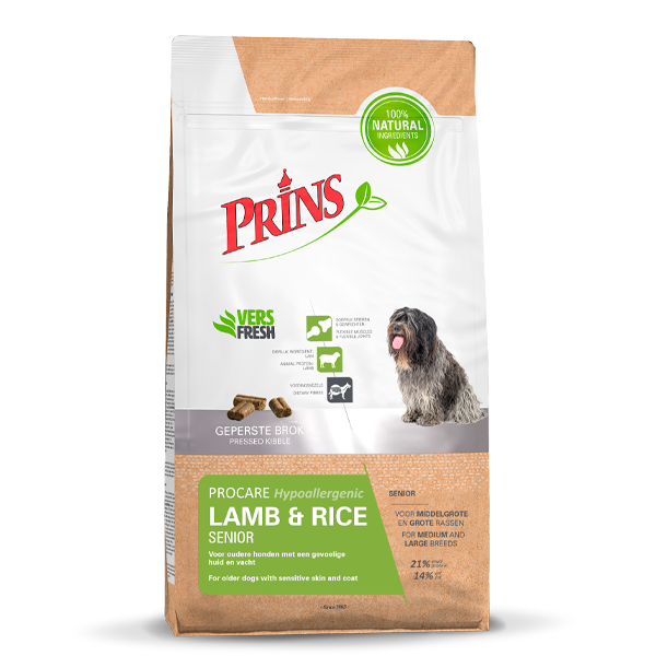 Prins Procare Hypoallergenic Lam&Rijst Senior hondenvoer 15kg