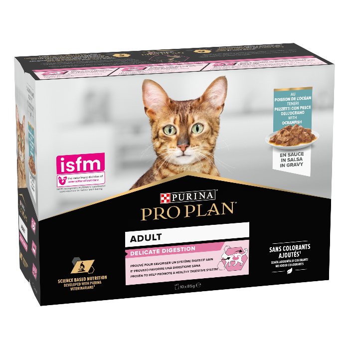Purina Pro Plan Adult Delicate Rijk aan vis kat natvoer 10x85g
