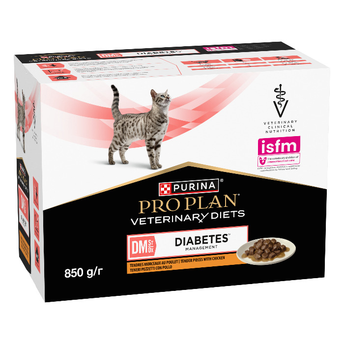 Purina Pro Plan Veterinary Diets DM St/Ox Diabetes Management Kip natvoer kat (10 x 85 gram)