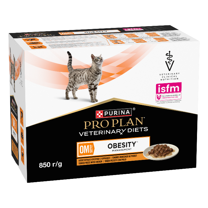 Purina Pro Plan Veterinary Diets OM St/Ox Obesity Management Kip natvoer kat (10 x 85 gram)