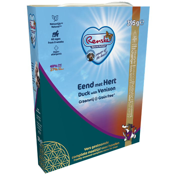 Renske Vers Gestoomd Eend met Hert Graanvrij hondenvoer 395 gram