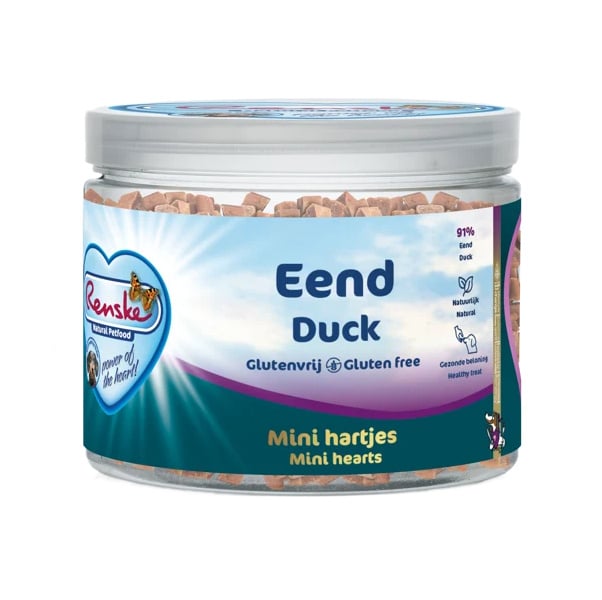 Renske gezonde beloning mini hartjes eend hondensnack 100gr