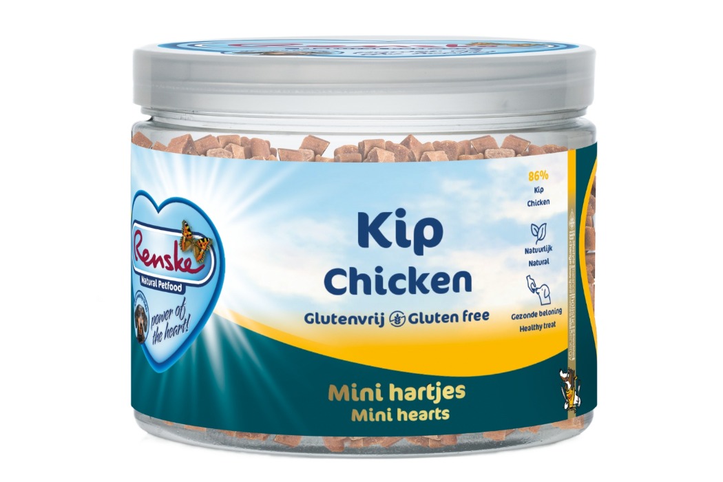 Renske gezonde beloning mini hartjes kip/wortel hondensnack 100gr